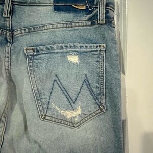 MOTHER Blue Distressed Denim Jeans with Vintage Appeal